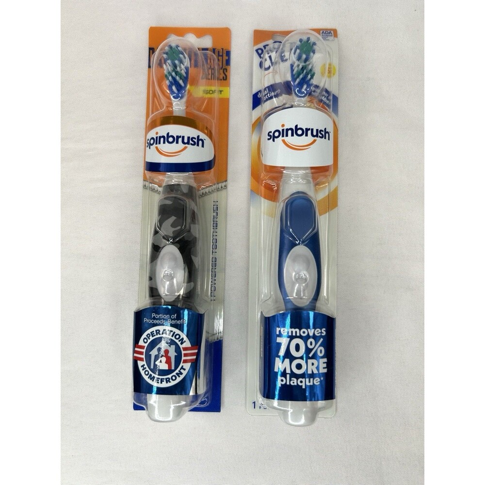 Spinbrush Pro Clean Battery Powered Toothbrush Blue & Camo Soft Lot Of 2